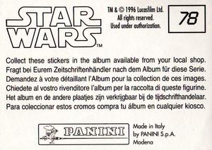 1996 Panini Star Wars Stickers #78 Millennium Falcon Cockpit Back