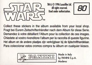 1996 Panini Star Wars Stickers #80 Asteroid Field Back