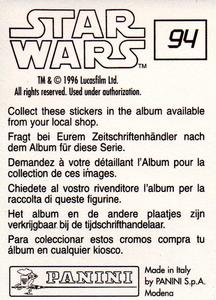 1996 Panini Star Wars Stickers #94 Han Solo in Carbonite right half Back