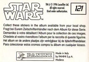 1996 Panini Star Wars Stickers #121 Jabba The Hutt and Princess Leia Back