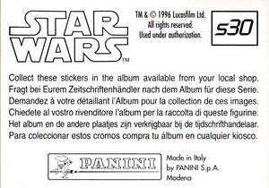 1996 Panini Star Wars Stickers #S30 Snowspeeder Back