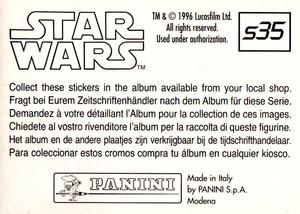 1996 Panini Star Wars Stickers #S35 Y-Wing Fighter Back