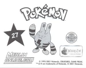 2001 Merlin Pokemon Stickers #27 Wobbuffet body Back
