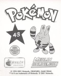 2001 Merlin Pokemon Stickers #43 Totodile Back