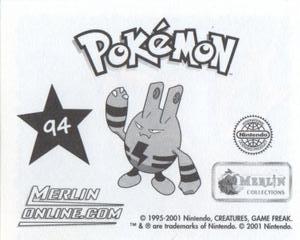 2001 Merlin Pokemon Stickers #94 Stantler head Back