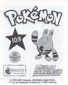 2001 Merlin Pokemon Stickers #103 Sudowoodo Back