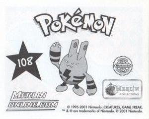 2001 Merlin Pokemon Stickers #108 Quagsire Back