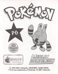 2001 Merlin Pokemon Stickers #P6 Wobbuffet Back