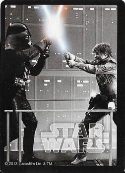 2013 Cartamundi Star Wars Battles Playing Cards #Q♦ Luke Skywalker v. Darth Vader - Duel on Cloud City Back