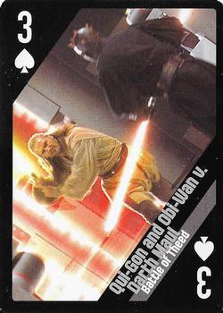 2013 Cartamundi Star Wars Battles Playing Cards #3♠ Qui-Gon and Obi-Wan v. Darth Maul - Battle of Thread Front