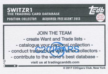 2019 C2Cigars TCDB Business Card - 2017 NJDevils Sketch Buybacks #BC-SZ switzr1 Back