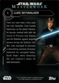 2019 Topps Star Wars Masterwork #1 Luke Skywalker Back