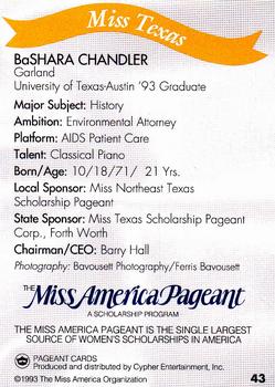 1993 Miss America Pageant Contestants #43 BaShara Chandler Back
