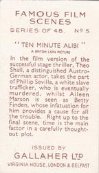 1935 Gallaher Famous Film Scenes #5 Ten Minute Alibi Back