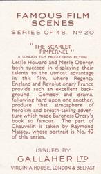 1935 Gallaher Famous Film Scenes #20 The Scarlet Pimpernel Back