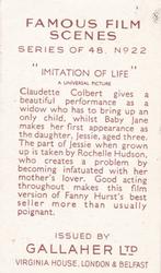 1935 Gallaher Famous Film Scenes #22 Imitation of Life Back