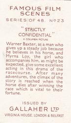 1935 Gallaher Famous Film Scenes #23 Strictly Confidential Back