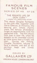 1935 Gallaher Famous Film Scenes #26 The Private Life of Don Juan Back