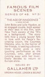 1935 Gallaher Famous Film Scenes #31 The Age of Innocence Back