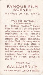 1935 Gallaher Famous Film Scenes #43 College Rhythm Back
