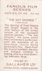 1935 Gallaher Famous Film Scenes #45 The Gay Divorcee Back