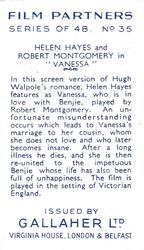 1935 Gallaher Film Partners #35 Helen Hayes / Robert Montgomery Back