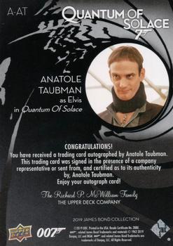 2019 Upper Deck James Bond Collection - Autographs #A-AT Anatole Taubman Back