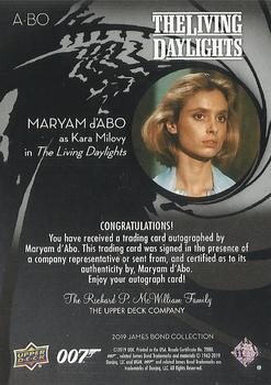 2019 Upper Deck James Bond Collection - Autographs #A-BO Maryam d'Abo Back