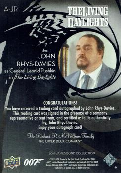 2019 Upper Deck James Bond Collection - Autographs #A-JR John Rhys-Davies Back