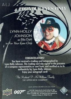 2019 Upper Deck James Bond Collection - Autographs #A-LJ Lynn-Holly Johnson Back