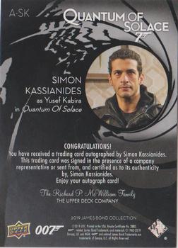 2019 Upper Deck James Bond Collection - Autographs #A-SK Simon Kassianides Back