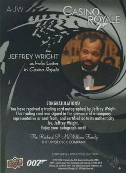 2019 Upper Deck James Bond Collection - Autographs Inscriptions #A-JW Jeffrey Wright Back