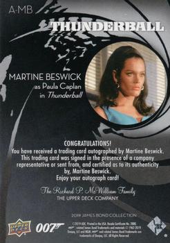 2019 Upper Deck James Bond Collection - Autographs Inscriptions #A-MB Martine Beswick Back
