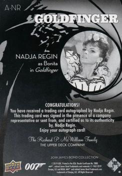 2019 Upper Deck James Bond Collection - Autographs Inscriptions #A-NR Nadja Regin Back