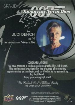 2019 Upper Deck James Bond Collection - Autographs SP #SPA-JD Judi Dench Back