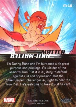 2019 Flair Marvel - Matter #M-19 Iron Fist Back