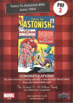 2019 Flair Marvel - Pieces of Flair Comic Corner Patch #POF 3 Tales To Astonish #56 Back