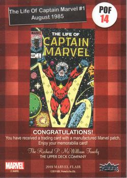 2019 Flair Marvel - Pieces of Flair Comic Corner Patch #POF 14 The Life Of Captain Marvel #1 Back