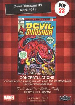 2019 Flair Marvel - Pieces of Flair Comic Corner Patch #POF 23 Devil Dinosaur #1 Back
