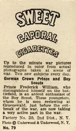 1914-15 Sweet Caporal World War I (T121) #79 German Crown Prince... Back