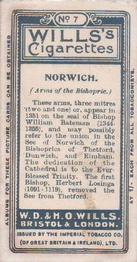 1907 Wills's Arms of the Bishopric #7 Norwich Back
