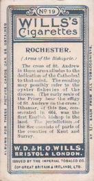 1907 Wills's Arms of the Bishopric #19 Rochester Back