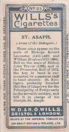 1907 Wills's Arms of the Bishopric #23 St. Asaph Back