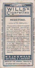 1907 Wills's Arms of the Bishopric #24 Hereford Back