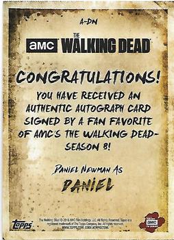2018 Topps The Walking Dead Season 8 - Autographs #NNO Daniel Newman Back
