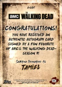 2018 Topps The Walking Dead Season 8 - Autographs #NNO Sabrina Gennarino Back