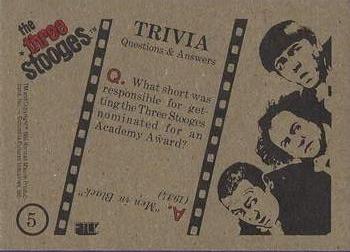 1985 FTCC The Three Stooges Trivia Backs #5 The Three Stooges Back