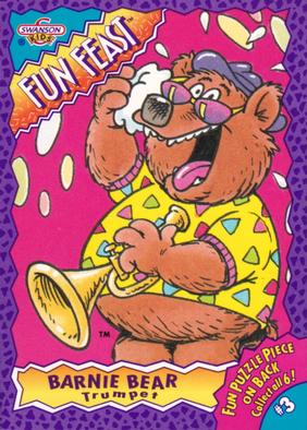 1992 Swanson Kids Fun Feast Band #3 Barnie Bear Front