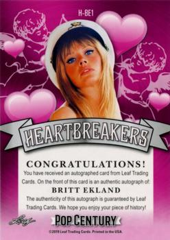 2019 Leaf Metal Pop Century - Heartbreakers Autographs #H-BE1 Britt Ekland Back