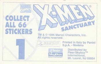 1996 Panini Fleer/SkyBox X-Men Sanctuary Collectible Stickers #1 X-Men Back